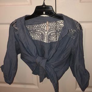 Truth Blue Crop Top W/ Crochet Details